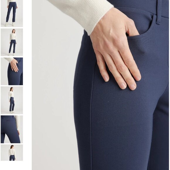 👖 Quince Ultra-Stretch Ponte Straight-Leg 4-Pocket Pants – Navy, Size M Petite - Picture 3 of 9